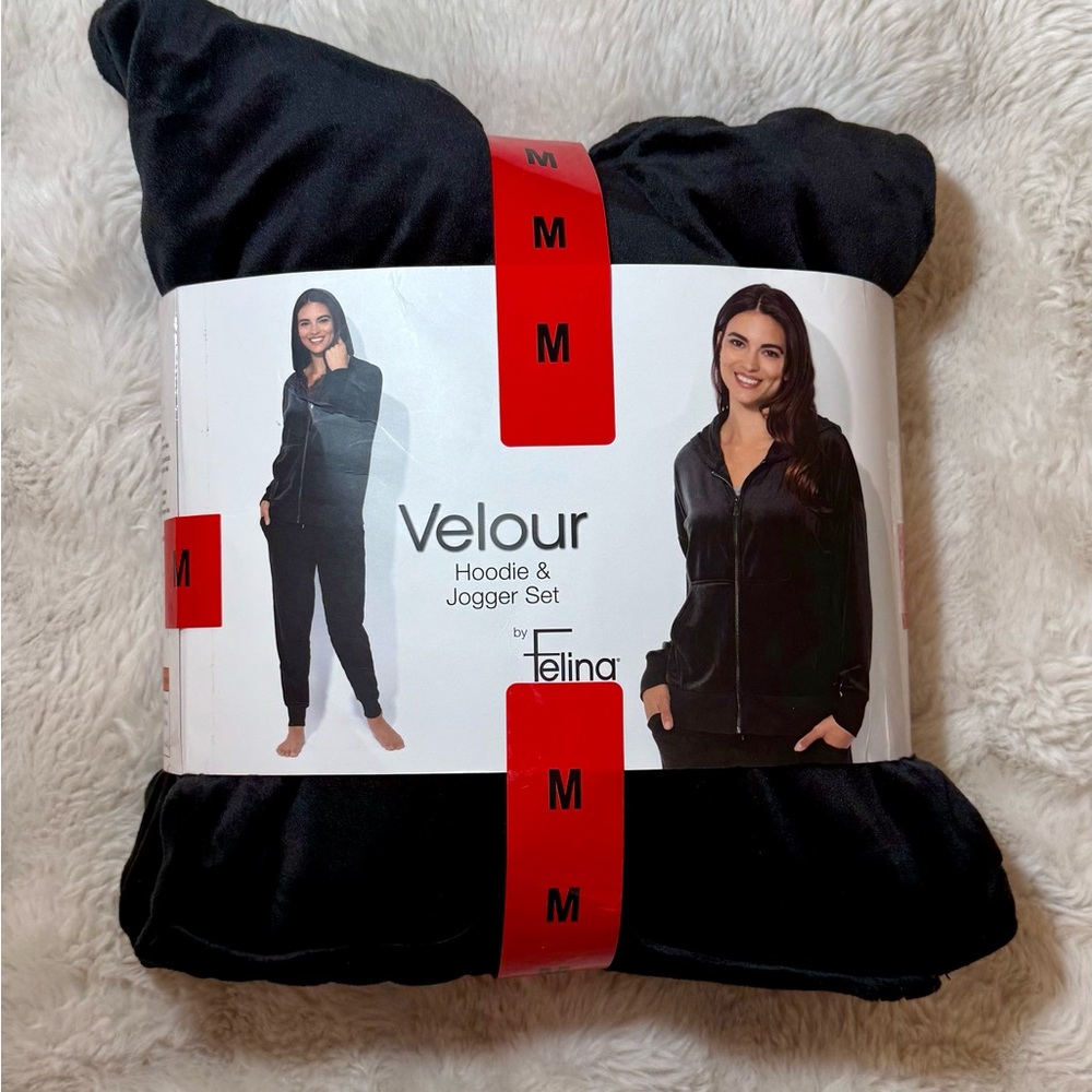 Black Velour Hoodie & Jogger Set
